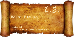 Baksi Etelka névjegykártya